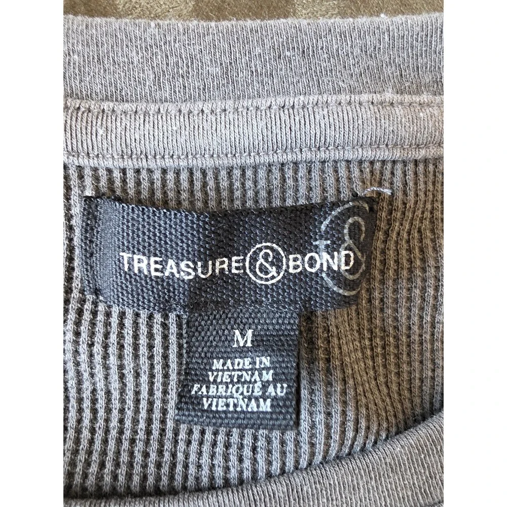Treasure & Bond Men Long Sleeve Crew Neck Top Size M Grey Solid Shirt Tee